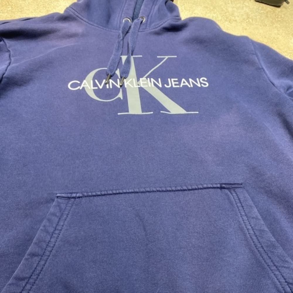 Calvin Klein Jeans Men's Navy Blue Hoodie Casual Pullover Size XL 595